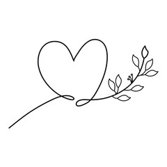 Wall Mural - Heart shape Romantic symbol illustration continuous drawing single line art