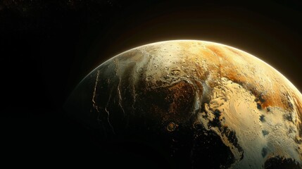 Poster - Photo concept of Pluto, highlighting its varied terrains and surface features from a dynamic angle Generative AI