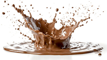 Wall Mural - splashing hot chocolate isolated on white background