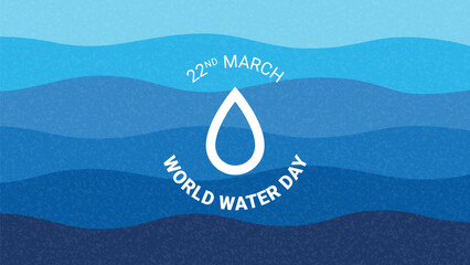 Wall Mural - Concept banner for world water day. Vector illustration with banner for decoration of world water day. Concept of retro banner with water waves and typography for social media, cover, branding.