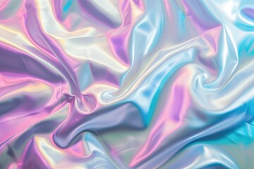 Poster - Iridescent holographic foil background. Soft pastel colors backdrop. Trendy creative gradient.