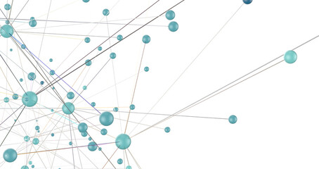 Fototapete - Abstract polygonal space with connecting dots and lines. Dark background. Connection structure. 3d Widescreen