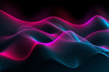 Poster - Computer Generated Image of a Pink and Blue Wave. Generative AI.