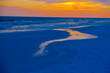 Beautiful sunset on the beach with multiple colors 