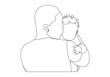© alamingraphics27 - father and baby in continuous line art drawing artistic style. happy Father's Day. Dad hugs his child. Happy fatherhood concept. Modern vector illustration