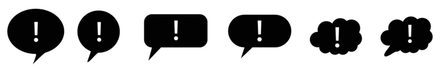 Wall Mural - speech bubble with exclamation mark icons. isolated on tranpsrent background.