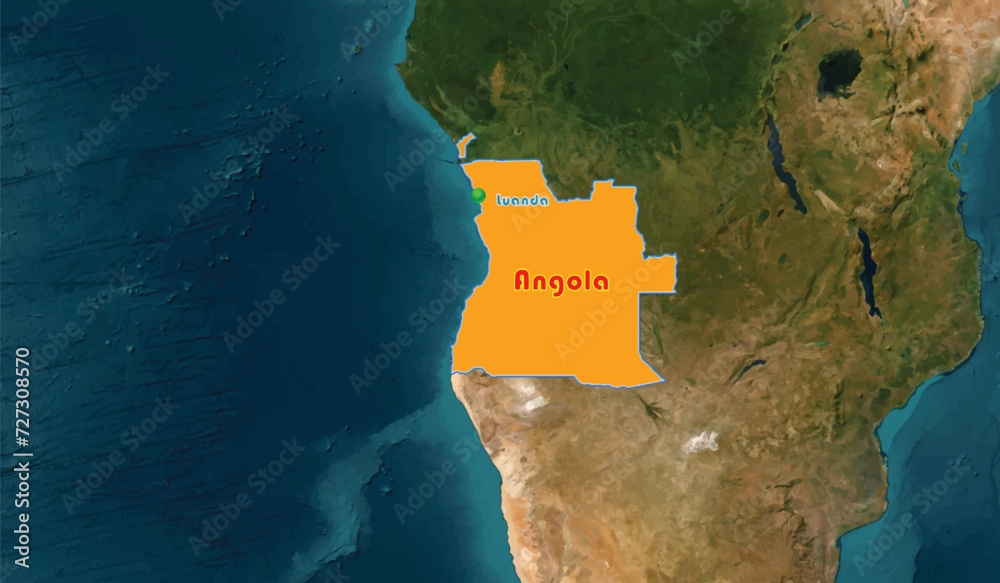 Angola Rivers Longest Republic of Angola map with a globe map background. The country is a ...