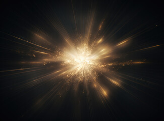 Poster - Sun flare with yellow rays and beams on dark background