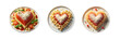 Set of On a white plate heart shaped pasta, isolated over on transparent white background