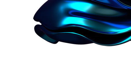 Poster - Ethereal Fluidity: Abstract 3D Blue Wave Illustration with a Dreamlike Quality