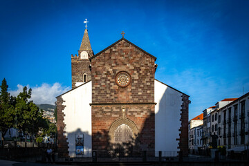 Wall Mural - cathedral of funchal, madeira, blue sky, portugal, europe