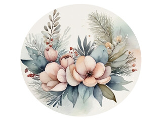 Wall Mural - Round bouquet of roses. AI 