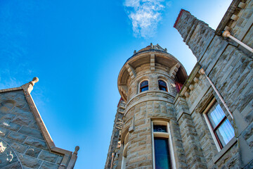 Sticker - Craigdarroch Castle exterior view in Victoria on a sunny day, Vancouver Island