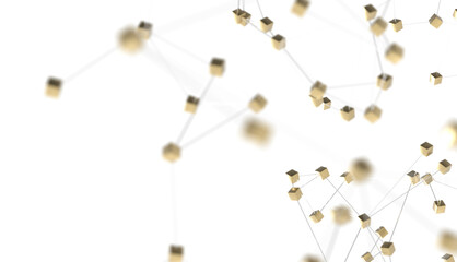 Fototapete - Abstract polygonal space with connecting dots and lines. Dark background. Connection structure. 3d Widescreen