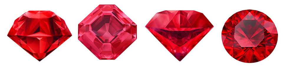 Canvas Print - Red Diamond clipart collection, vector, icons isolated on transparent background