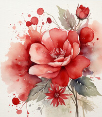 Wall Mural -  Bouquet of watercolor flowers. AI