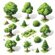 Collection of tree in isometric view , created as a mobile game environment asset
