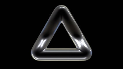 Poster - Triangle with glowing light animation or 3d geometric shape on black background