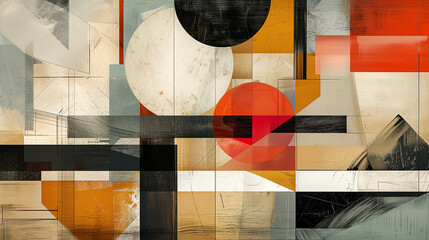 Collage of vintage and modern textures overlaid with abstract geometric shapes