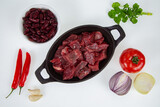 Fototapeta Tulipany - ingredients for chili con carne on white background