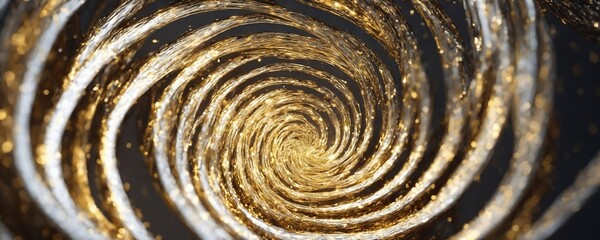 a close up of a spiral design with gold and silver