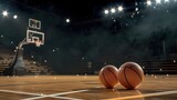 Fototapeta Sport - Basketball court with a ball.