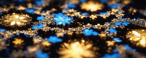 Wall Mural - a close up of a bunch of snowflakes on a black surface