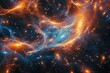 A vibrant space scene featuring a multitude of stars shining brightly against a colorful backdrop, A vast network of wormholes connecting different galaxies, AI Generated