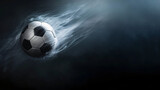Fototapeta Sport - kinetic energy of a suspended soccer ball frozen in mid-air