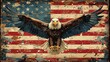 Bald Eagle With American Flag in Background