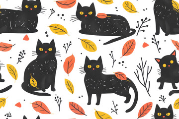 Wall Mural - Halloween Seamless Pastel Pattern Design