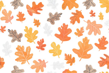 Wall Mural - Autumn Pastel Leaves Pattern