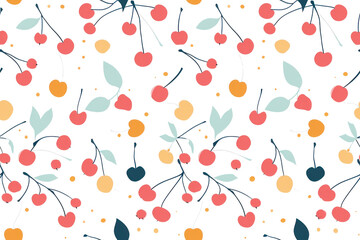 Wall Mural - Pastel Berries Seamless Pattern Design