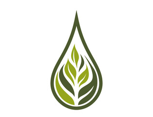 Wall Mural - Eco icon. green plant in drop. botanical, organic and nature symbol. vector image in flat design