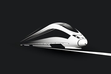 Poster - A striking contrast between light and dark, a sleek white train glides across a bold black backdrop, its intricate design seen through the sharp lines of a saw's sketch