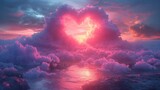 Fototapeta  - Na tym zdjęciu widać chmurę w kształcie serca unoszącą się na niebie.