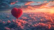 Serduszko w kształcie balonu unoszące się na niebie w ramach tematu walentynkowego, kochania oraz romansu.
