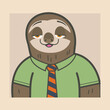 cartoon cute sloth office employee taking it slow