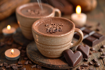 Wall Mural - Hot chocolate, cocoa, cinnamon, love, brown, mug.