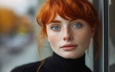 Wall Mural - Close Up Portrait of a Person With Red Hair