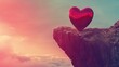 Czerwone serce leżące na szczycie klifu, symbolizujące miłość, kochanie i romans.