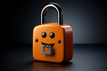 Poster - A padlock with a smiley face, symbolizing friendly and approachable security measures. Generative Ai.