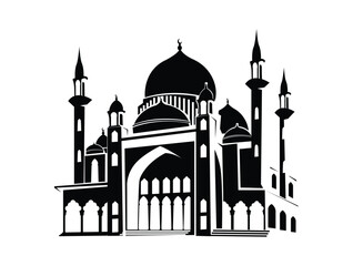 Wall Mural - mosque silhouette vector isolate background Ramadan kareem