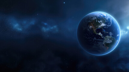 Wall Mural - planet earth on the edge of infinite universe and galaxy nebula with starry cosmos. universe science