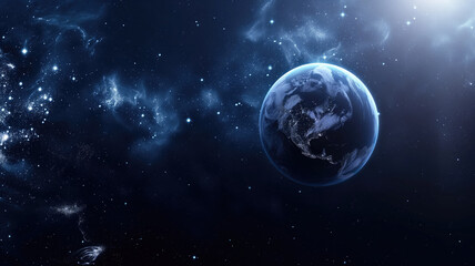 Wall Mural - infinite dark universe and a planet earth in galaxy nebula and starry cosmos. universe science astro