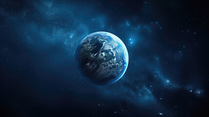 Wall Mural - the planet earth in the middle of the dark universe with a starry nebula and unknown space. universe