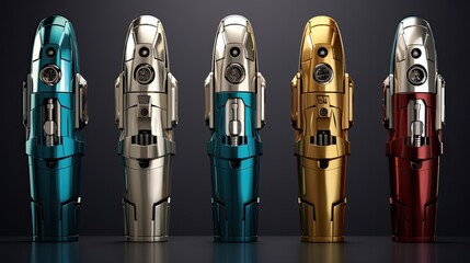 Robotic wine bottle openers solid color background