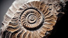 Ammonite, Petrified Fossil Close Up
