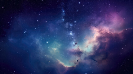 beautiful colorful background. galaxy or space in blue and purple colors with sparkles or lights or 