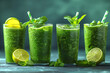 Fresh green smoothie brimming with vibrant health, a refreshing blend of nutritious greens and fruits
